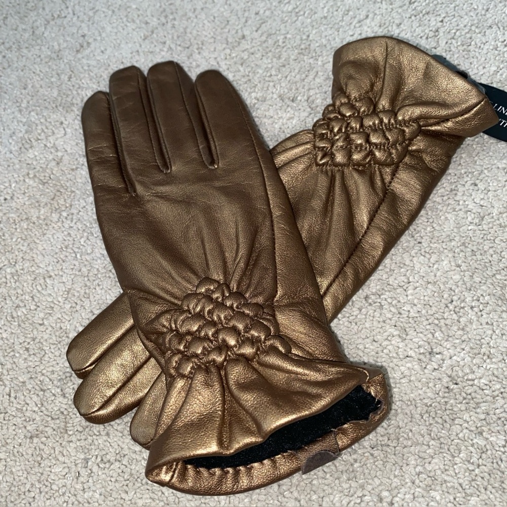 Excelled Bronze Leather‎ Winter Fleece Lined Gloves Women’s Small New
